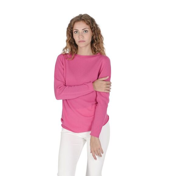 Crown of Edinburgh Cashmere Cashmere Crew Neck Sweater Women Fuchsia Sweaters - Picture 4 of 7
